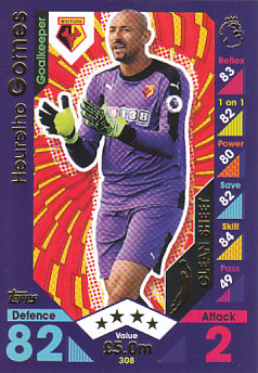 Heurelho Gomes Watford 2016/17 Topps Match Attax Clean Sheet #308